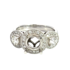 18K White Gold 3/4ctw Diamond 3-Stone with 1.79ct Round Lab EVS Diamond Center