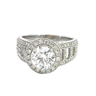 14K White Gold 1/2ctw Diamond Halo Engagement Ring LAB IGI LG724544609 Round 1.50 EVS2 IDEXEX Center