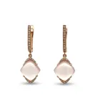 18K Rose Gold 1/4ctw Diamond and Pink Gemstones Dangle Earrings