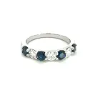 14K White Gold 7 Stone Diamond and Sapphire Band, 0.55ctw diamonds and 0.92ctw sapphire