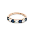 14K Yellow Gold 7 Stone Diamond and Sapphire Band, 0.55ctw diamonds and 0.92ctw sapphire