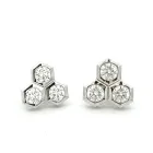 14K White Gold 1 7/8ctw Hex Studs