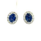 18K White Gold 1.52ctw Diamond 3.82ctw Sapphire Earrings