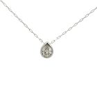 14K White Gold 1.15ctw Diamond Pear Shape Bezel Necklace with Paper Clip Chain