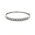 14K White Gold 1 1/2ctw Diamond cluster Bangle Bracelet