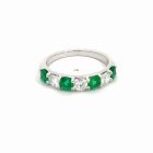 14K White Gold 7 Stone Diamond and Emerald Band, 0.55ctw diamonds and 0.64ctw Emeralds