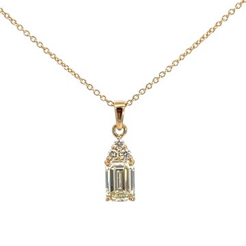 18K Yellow Gold GIA 1.12ct K VS2 Emerald 1236036742 and 0.09ctw Diamond Pendant