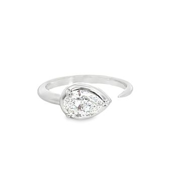 18K White Gold GIA 7211732357 1.03ctw Pear FI1 VGVG None Diamond Claw Ring