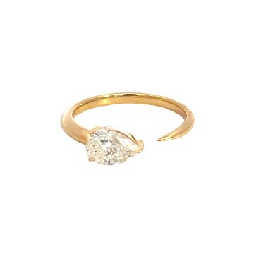 18K Yellow Gold GIA 5222532005 1.20ctw I VVS2 EXVG None Pear Diamond Claw Ring