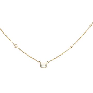 14K Yellow Gold GIA 6234124497 Emerald 1.16 I VS2 GDGD None and 0.55ctw Diamond By The Yard Necklace