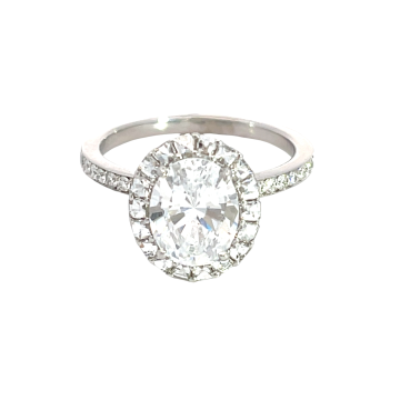 18K White Gold 1/ctw Diamond Oval Halo Semi-Mount Engagement Ring