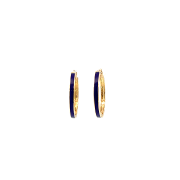 Michael M 14K Hoop Earrings with 1.26ctw and Blue Enamel