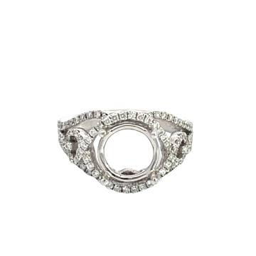 18K White Gold 7/8ctw Diamond Halo Semi Mount with Round 3.08 EVS1 LAB DIAMOND