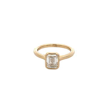 14K Yellow Gold 1.50ct Bezel Set Solitaire Ring GIA 7476839041 Emerald 1.50 GVS2 EXEX None