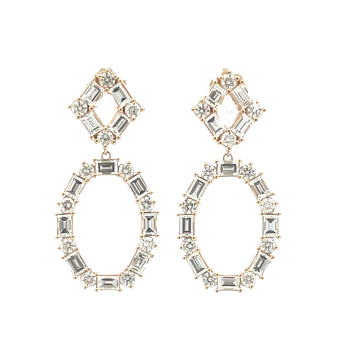 14K Yellow Gold 2 3/4ctw Diamond Baguette and Round Drop Earrings
