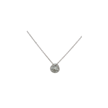14K White Gold 1.00ct Diamond Solitaire Slide Pendant GIA 5232688528 Round 1.00 FI1 VGEXVG Faint