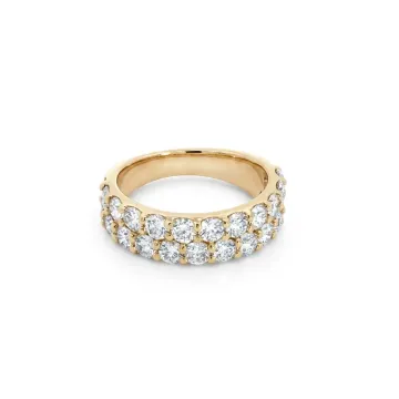 14K Yellow Gold 2.14ctw Diamond Double Row Band size 6.5