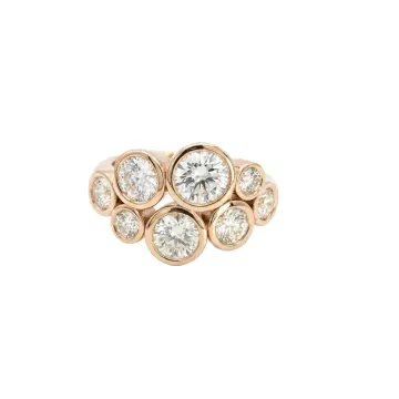 14K Yellow Gold 2.62ctw Diamond Bubble Ring, Brushed Gold