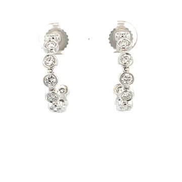 14K White Gold 1 1/4ctw Diamond Bezel J Hoops