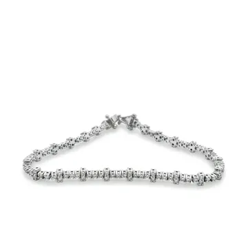 14K White Gold 2/1ctw Diamond Stacked Bracelet