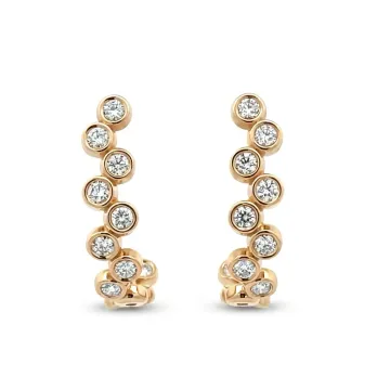 14K Yellow Gold 2/1ctw Staggerd bezel J Hoop Earring