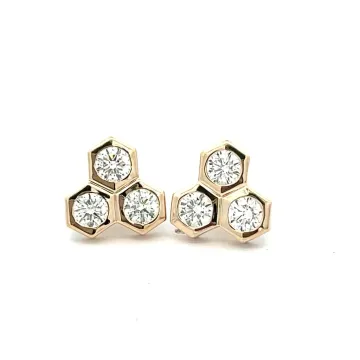 14K Yellow Gold 1 7/8ctw Hex Studs