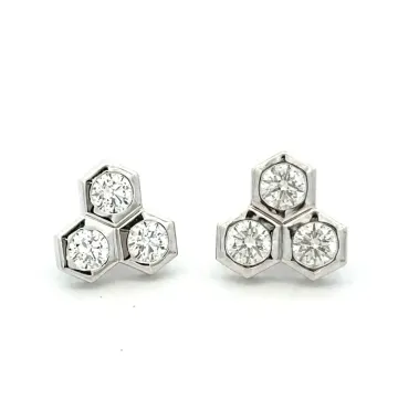 14K White Gold 1 7/8ctw Hex Studs