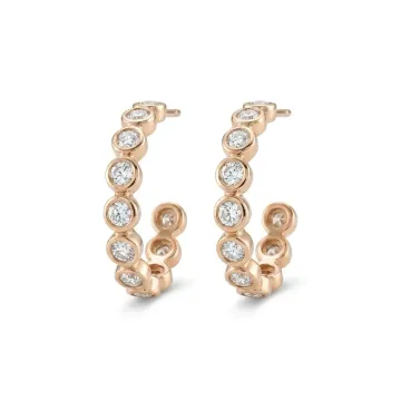 14K Yellow Gold 1 1/4ctw Diamond Bezel J Hoops