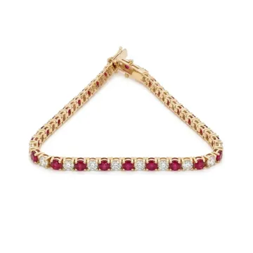 14K Yellow Gold 3.13ctw Diamond and 3.80ctw Ruby Tennis Bracelet