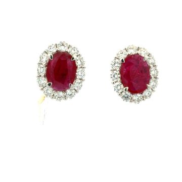 18K White Gold 1.52ctw Diamond 2.51ctw Ruby Earrings