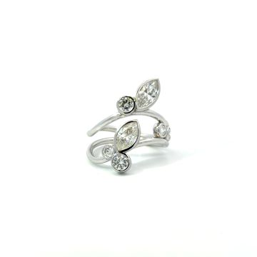 18K White Gold 1.75ctw Marquise Center Diamond Double Shank ring