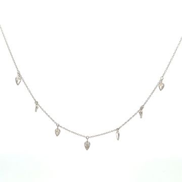 14K White Gold 1.57ctw Pear Diamond 7-Stone Dangle Necklace