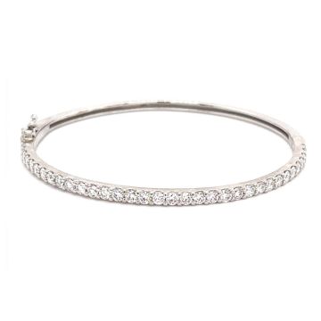 14K White Gold 3/4ctw Diamond Bangle