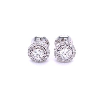 14K White Gold 3/4ctw Diamond Framed Studs