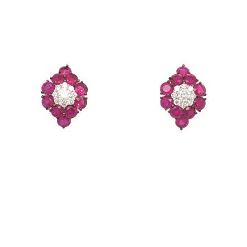 18K White Gold Diamond Earrings with 0.31ctw Diamonds and 2.44ctw Rubies