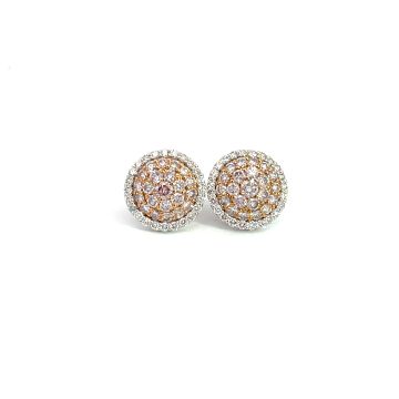 18K Two-Tone Diamond Earrings with 0.55ctw White Diamonds and 1.41ctw Pink Diamonds