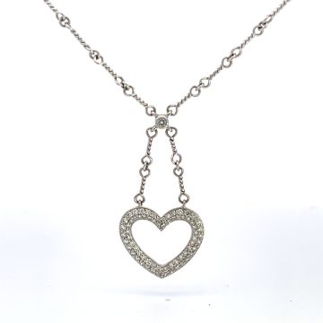 18K White Gold 0.85ctw Diamond Heart Necklace