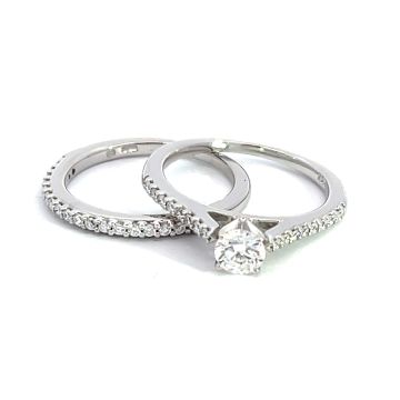 14K White Gold 0.15ctw Diamond Wedding Band