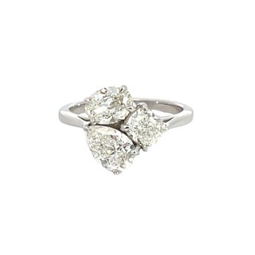 18K White Gold 2.30ctw GIA 3 stone ring 0.90ct G SI1 Pear 5353079220 /0.70ct H VS2 Cu 1423111240 /0.70ct G SI1 Oval 2348359692