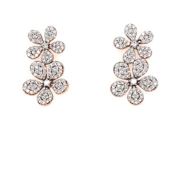 14K Rose Gold Diamond Flower Earrings with 1.25ctw Diamonds