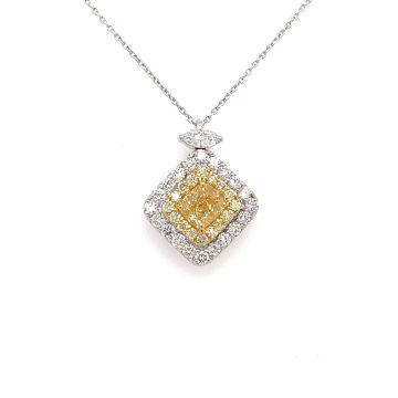 18K White Gold Diamond Pendant with 1.49ctw Diamonds: 0.73ct Center, 0.14ct Marquise, 0.19ct Yellow, 0.43ct White Gold