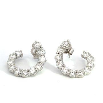 14K White Gold 3.00ctw Diamond Twist Hoops