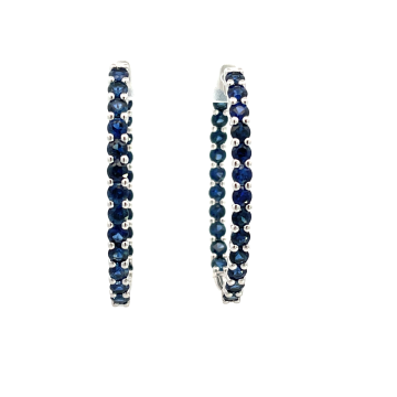 18K White Gold 6.70ctw Blue Sapphire Earrings