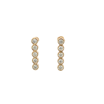 14K Yellow Gold 1.37ctw Diamond Bezel Bar Drop Earrings