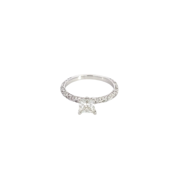 14K White Gold 1 1/3ctw Diamond Twist Pave Engagement Ring GIA 3285655642 Princess .91 FSI1 EXVG None