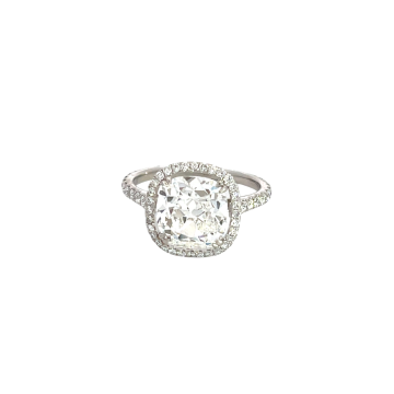 Platinum 4 1/3ctw Diamond Halo Ring GIA 15836260 Cushion Brilliant 3.35 GVVS2 VGGD None