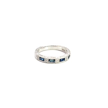 Kirk Kara 18K White Gold 0.08ctw Diamond and Sapphire (0.40ctw) Band
