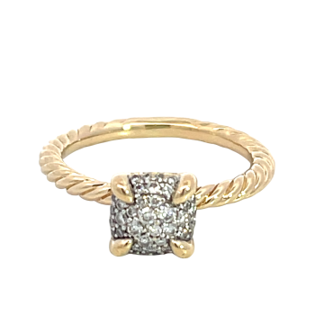 18K Yellow Gold .15ctw Diamond David Yurman Petite Chatelaine Ring with Pavé Diamonds, 7mm