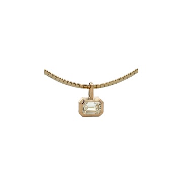 14K Yellow Gold 3.15ctw Emerald MVVS2 EXEX F GIA 2233760242 Bezel Pendant on Omega Chain