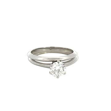 Tiffany & Co. Platinum .74Ct Diamond Solitaire Engagement Ring and Wedding Band - Set